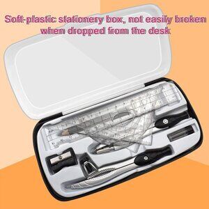 Black Geometry Compasses Squares Ruler with Maths Protractor Set